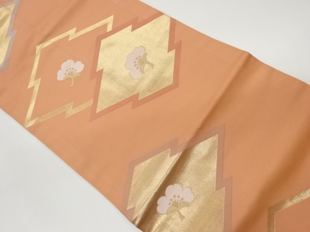 リサイクル　松皮菱に花模様織出し名古屋帯